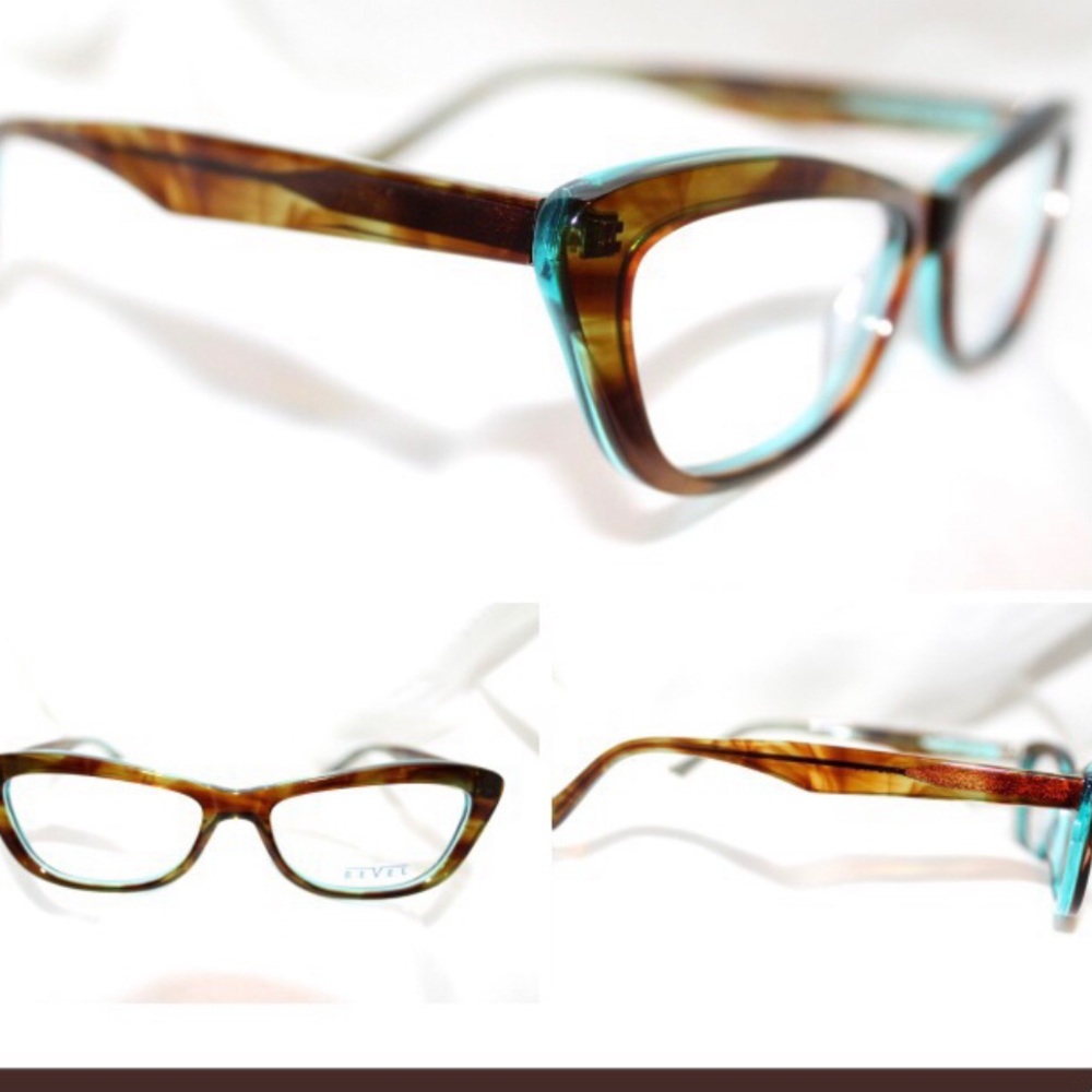 Bevel Eyeglass Frames - Brown/Mint